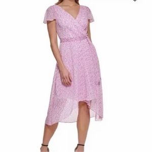 DKNY Spring Blush and Violet Patterned Dress Size 4
